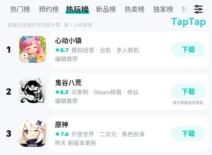TAPTAP热玩榜